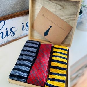 Men’s neckties in wooden box